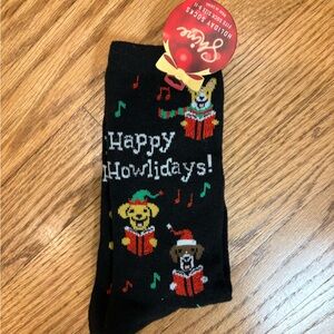 Shine Women's Size 9-11 Happy Howlidays Christmas Dog Crew Socks 1 Pair NWT